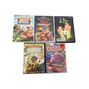 Lot of 5 Children’s DVDs Barney Winnie The Pooh Land Before Time Puss In Boots C